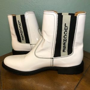 Lucchese White Patent, All-Weather Ladies Garden Boot. Size 9